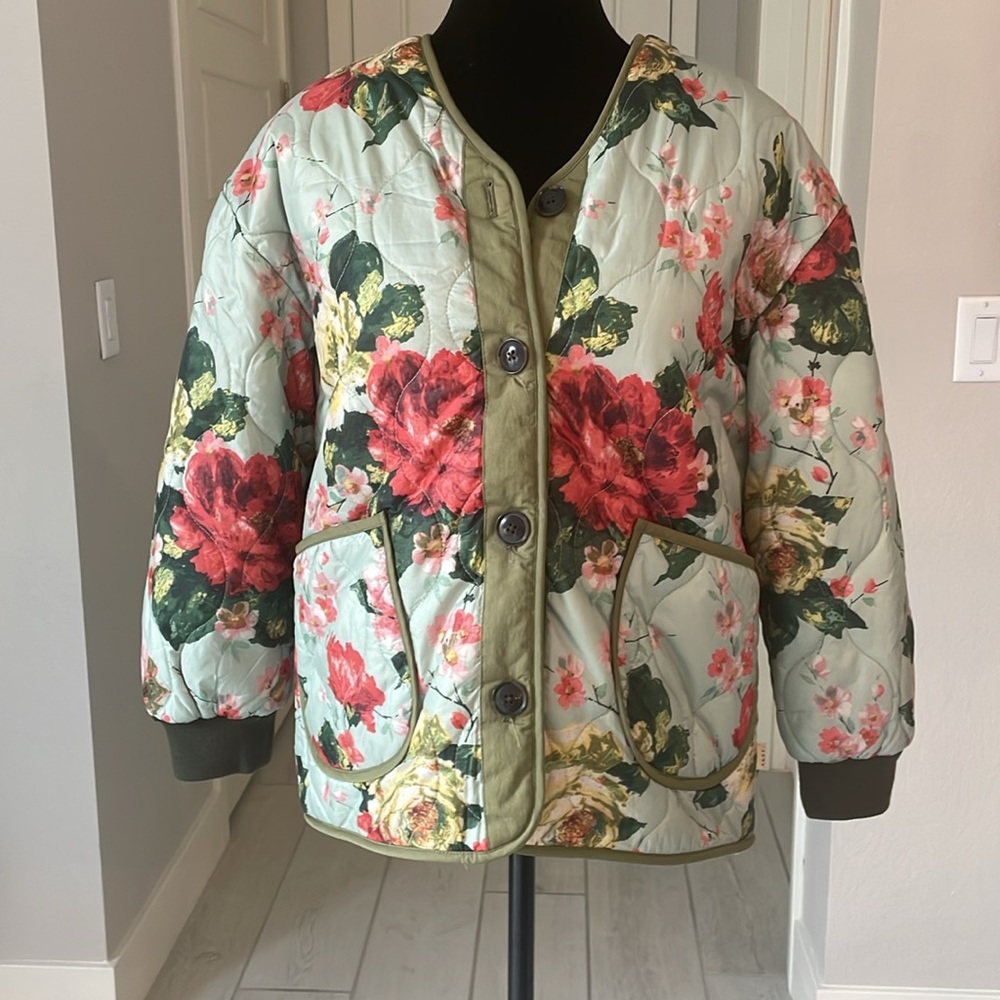 Bellerose Havana Girls Forest Quilted Faux Fur Jacket Size 12 NWT